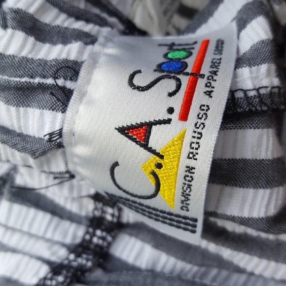 90s High Waisted Striped Pants Cropped Seersucker - Picture 3 of 8